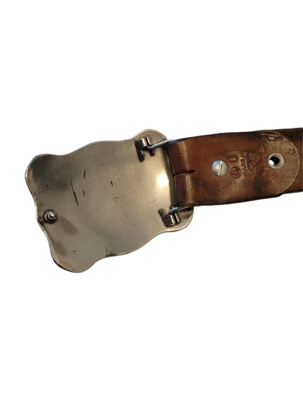 Ariat Floral Embossed Belt Buckle with Hand Tooled Leather Belt